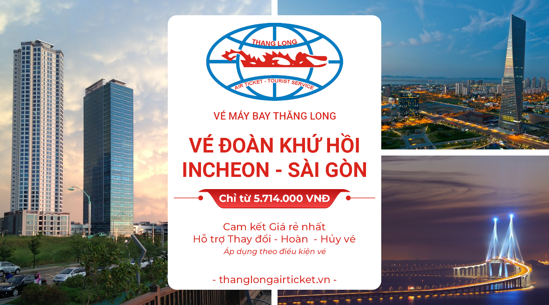 Vé đoàn Incheon - Sài Gòn Quý 3 2022